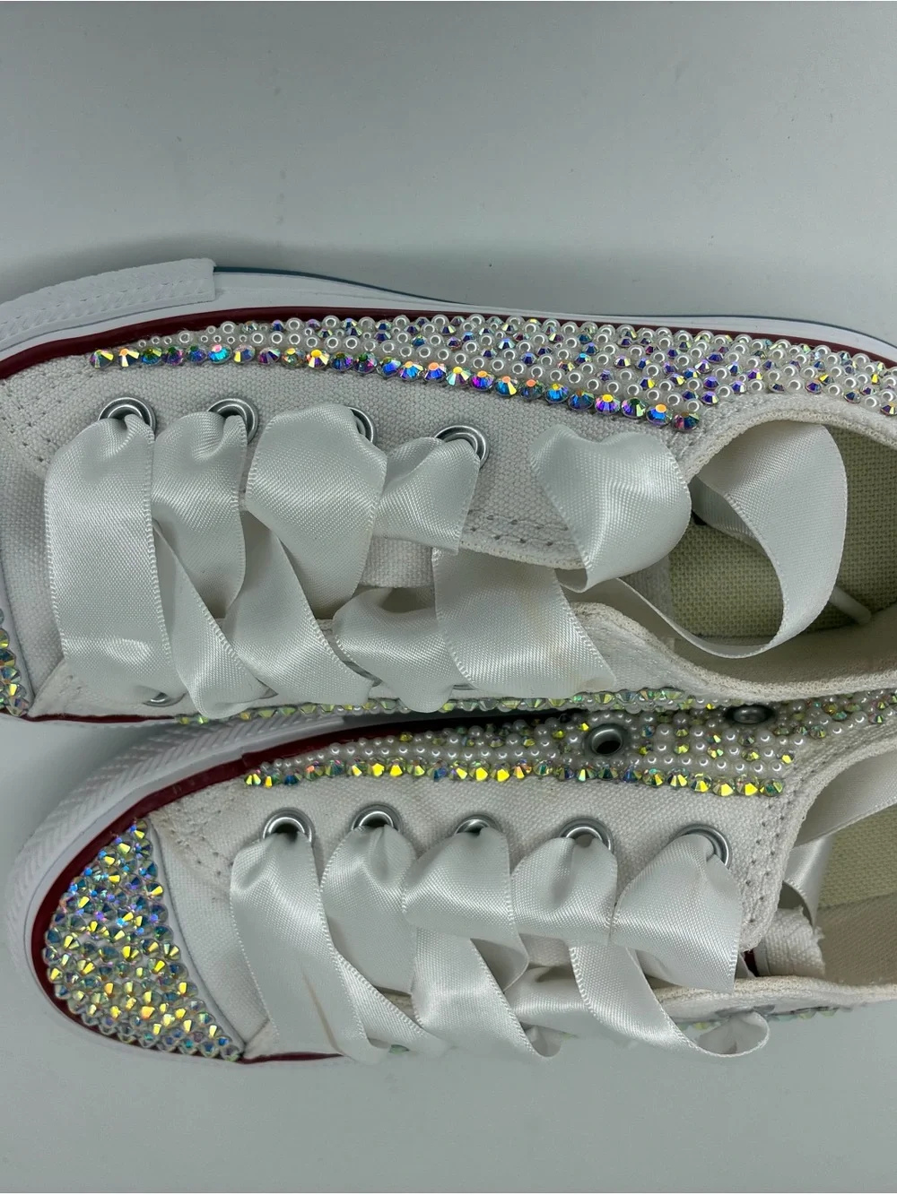 Converse White Crystal-Embellished Kids Sneakers